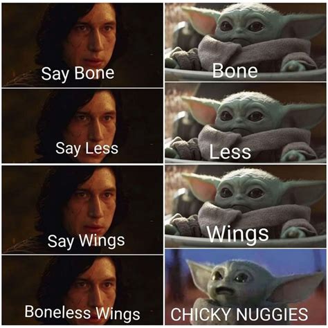 BoneLess Wings = ? | /r/BabyYoda | Baby Yoda / Grogu