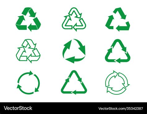 Set Recycle Icons Label Template Green Eco Arrows Vector Image