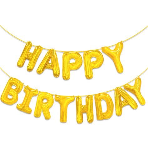 Novelty Place Happy Birthday Balloons Banner - Aluminum Foil Balloons 3D Letters Banners Sign ...