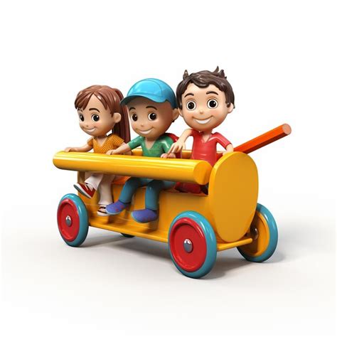 cartoon toy  cart isolated   white background premium ai