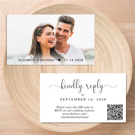 Elegant Script Qr Code Wedding Rsvp Enclosure Card Zazzle