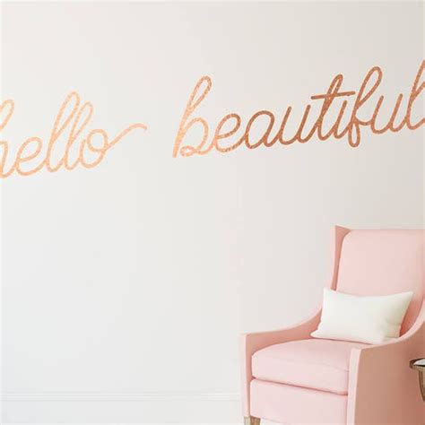 Hello Beautiful Vinyl Decal Copper Wall Decal Hello Etsy