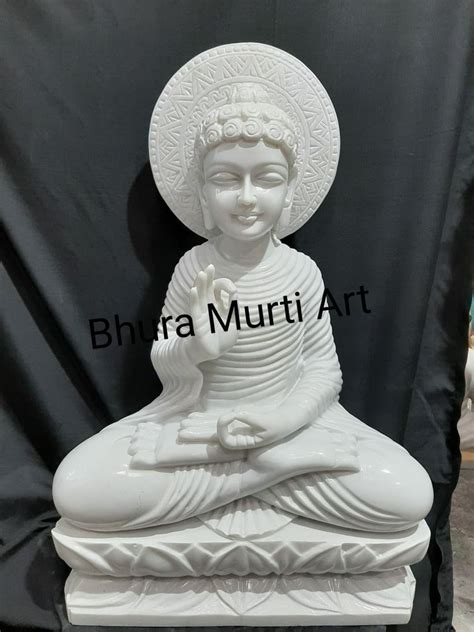 Jaipurcrafts White Gautam Buddha Marble Statue Sizedimension 2 Feet