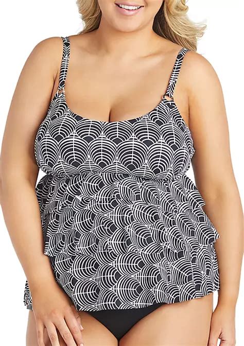 Leilani Plus Size Playa Blanca 3 Tiered Swim Tankini Belk