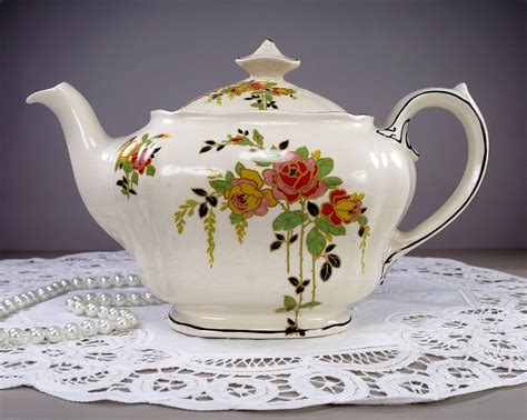 Rare Royal Doulton Rosslyn Teapot Signed Antique White Tea Pot With