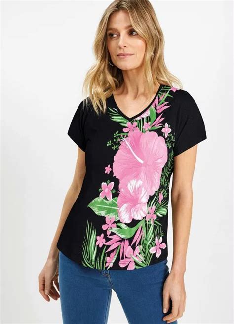 Blusa Estampada Preta Queima De Estoque