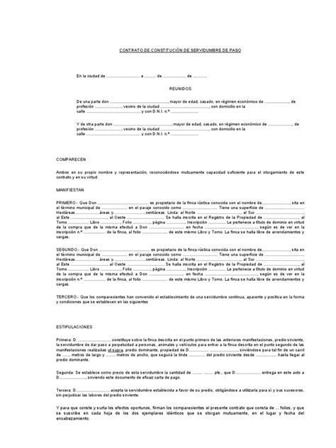 Contrato De Servidumbre Pdf