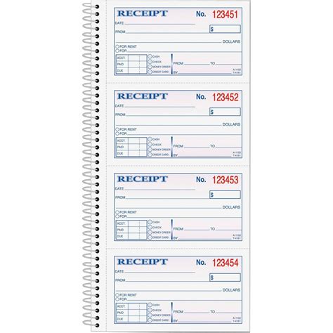 Tops Moneyrent Receipt Book Madill The Office Company