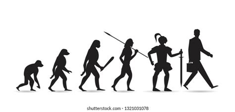 Painted Theory Evolution Man Vector Silhouette 库存矢量图免版税1370963072