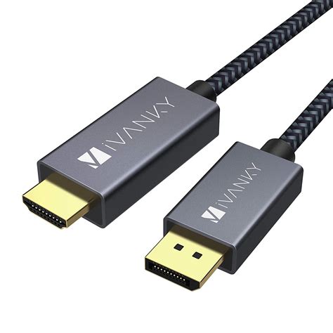 iVANKY Câble DisplayPort vers HDMI 2m en Nylon Tressé Connecteurs