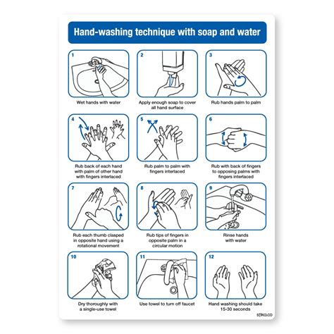 Hand Washing Technique Poster Hygiene Standards Toilet And