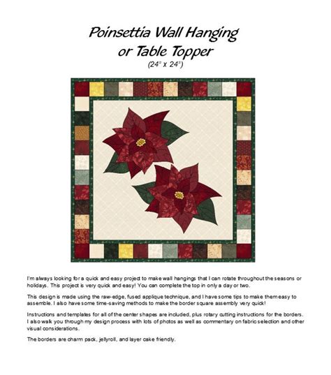 Christmas Poinsettias Appliqued Quilted Wall Hanging And Etsy