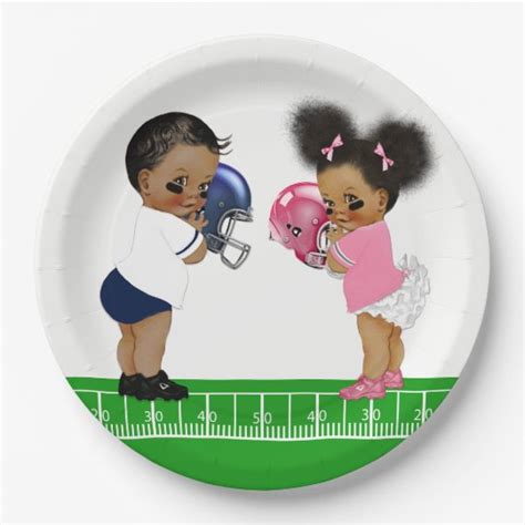 Football Gender Reveal Baby Shower Paper Plates