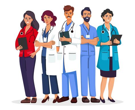 Hospital medical staff team standing together. Group of male and female