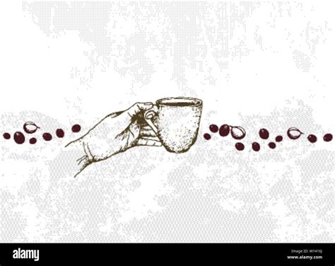 Coffee Time Illustration Hand Drawn Sketch Of Hand Holding A Cup Of