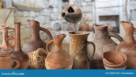 A Set Of Traditional Georgian Wine Jugs Stock Photo Image Of Doki