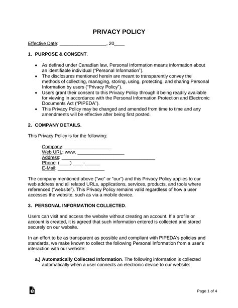 Privacy Agreement Template