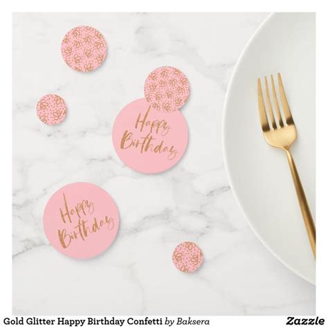 Gold Glitter Happy Birthday Confetti | Zazzle | Happy birthday ...