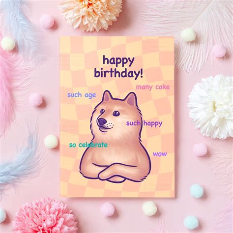 Doge Birthday Card Cute And Funny Dog Meme Happy Birthday Etsy