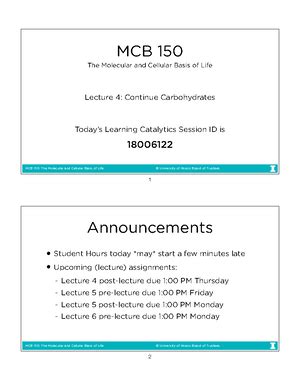 Lecture 09 Full Notes MCB 150 The Molecular And Cellular Basis Of