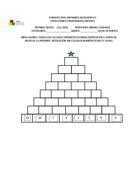 Taller Adicion De Enteros Pir Mides Matem Ticas Matematica Iv