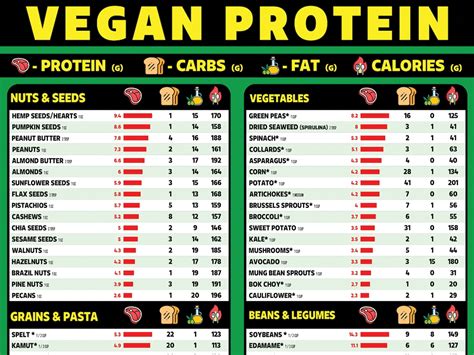 Vegan Protein Chart, Vegan Food Chart, High Protein Chart, Poster for a ...