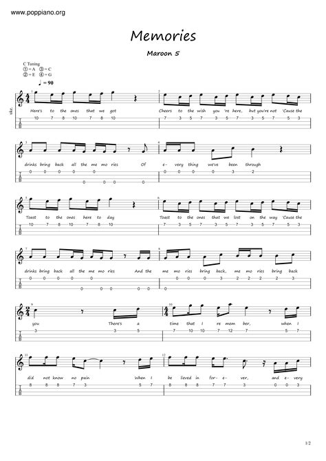 Maroon 5 Memories Sheet Music Pdf Free Score Download ★