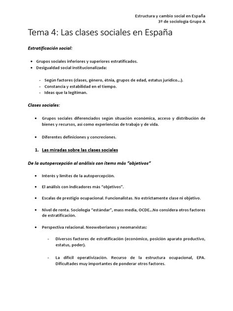 Tema 4 Estructura Y Cambio Social Pdf Estatus Social