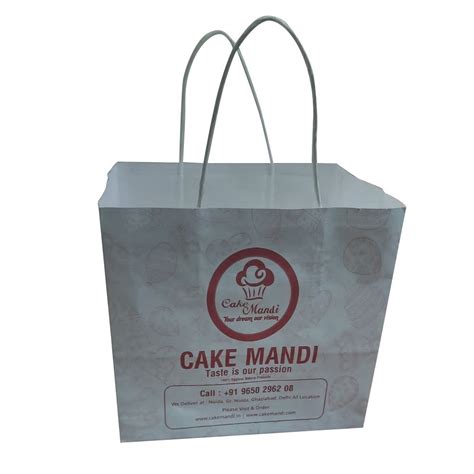 White Printed Paper Cake Bag Twisted Handle Capacity 2 Kg At Rs 9