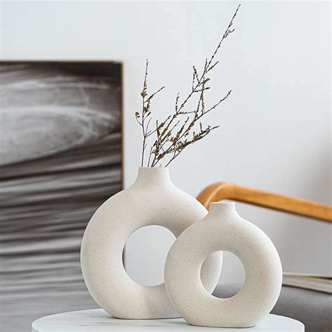amazoncom white ceramic vases set   modern home decorboho