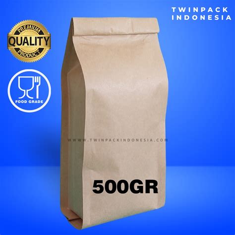 Jual Kemasan Kopi 500 Gram Kraft Paper Gusset Premium Aluminium Foil