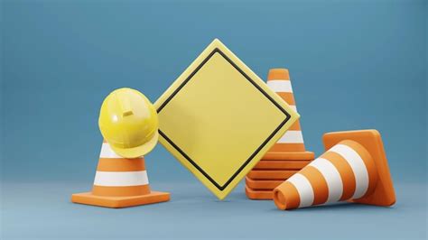 Premium Photo Traffic Cones Road Cones Safety Helmet And Road Sign D