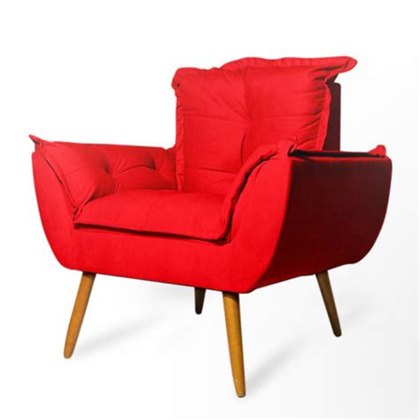 Poltrona Decorativa Opala Suede Vermelho Ppa Decor Leroy Merlin