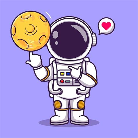 Mignon Astronaute Jouant Au Basket ball Lune Dessin Animé Icône Vecteur