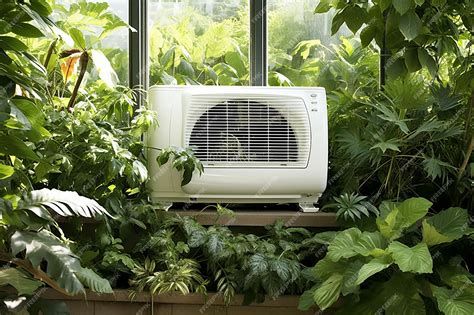 Premium Photo Air Conditioner Unit In A Greenhouse For Nurturing Exotic Tropical Plants