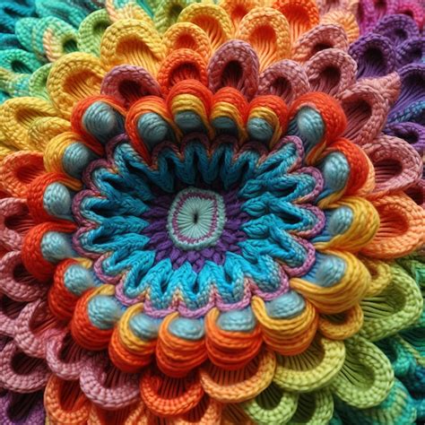 Premium Photo Colorful Crochet Flower A Psychedelic Artwork Of