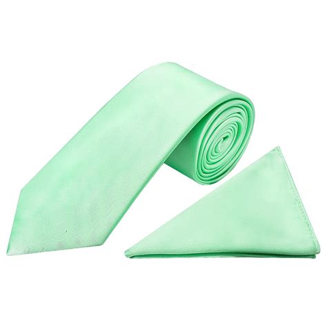 Mens Plain Seafoam Green Satin Classic Tie And Pocket Square Set