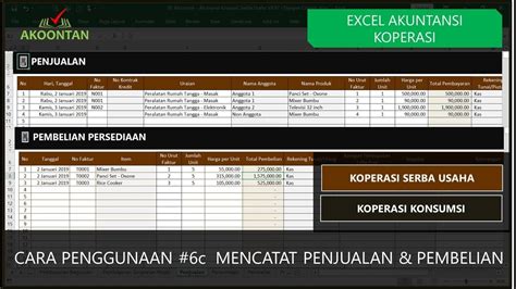 Excel Akuntansi Koperasi 6 Pencatatan Penjualan Dan Pembelian Serba