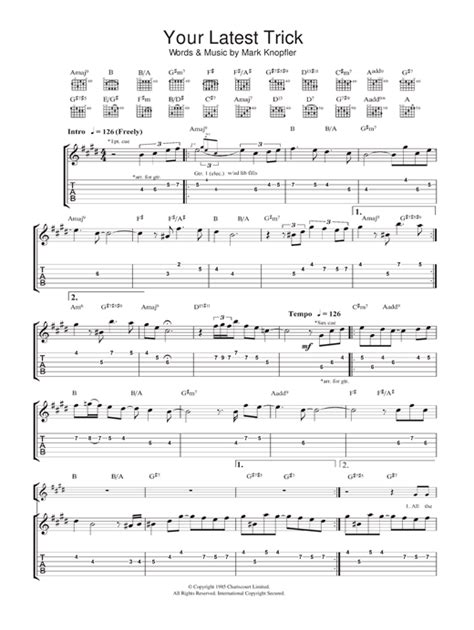 Dire Straits Your Latest Trick Sheet Music And Printable PDF Music