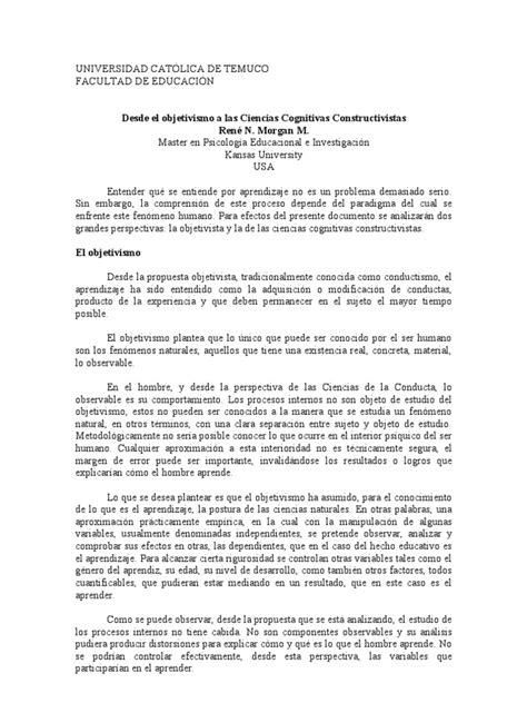 1 Objetivismo Y Constructivismo Pdf Aprendizaje Science