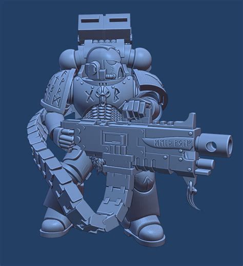 3d File Space Wolf With A Heavy Bolter ・3d Print Design To Download・cults