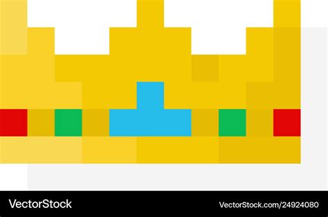 Pixel Art Golden Crown With Jewels Isolated Vector Image The Best