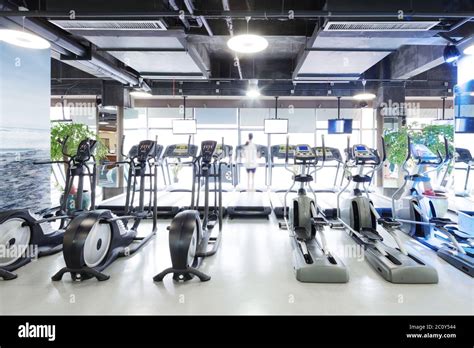 Equipment And Design Of Modern Gym Stock Photo Alamy