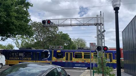 Sacrt Blue Line Light Rail Train Outbound T Street Railroad