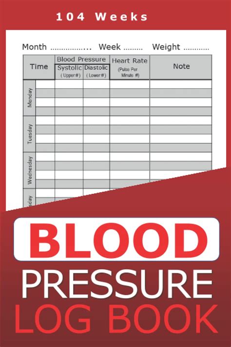 Blood Pressure Log Book Years Or Weeks For Record And Monitor