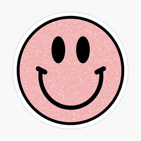 Pink Glitter Smiley Face Sticker By Stuthiibhat4 In 2020 Face Stickers Stickers Pink Glitter