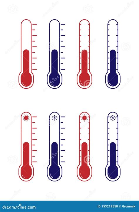 Set Of Vector Icons Thermometer With Hot And Cold Temperature Stock Vector Illustration Of