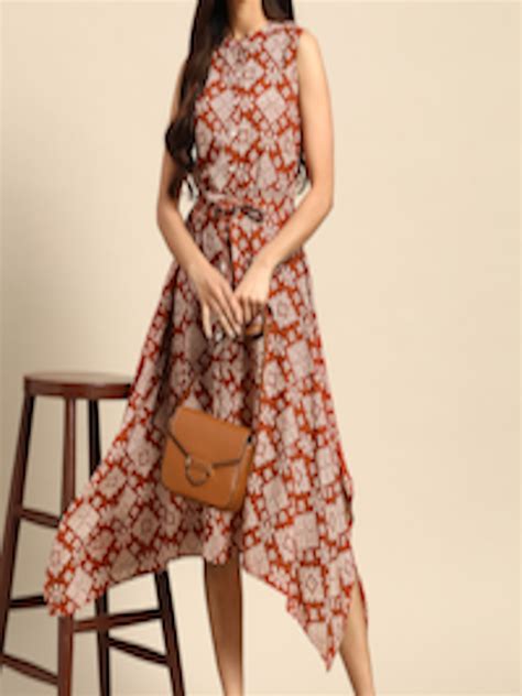 Buy All About You Ethnic Motifs Printed A Line Midi Dress With Tie Up