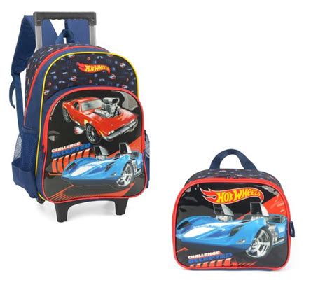 Kit Mochila De Rodinhas E Lancheira Hot Wheels Luxcel Kit Mochila