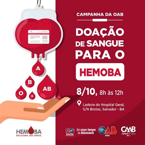 Parceria da OAB a Hemoba mobiliza advogados à doação de sangue